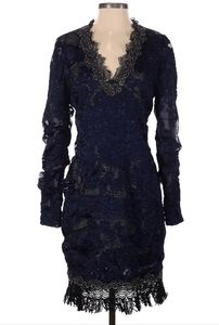 EUC Elie Tahari Blue Lace Crinkled Dress 4